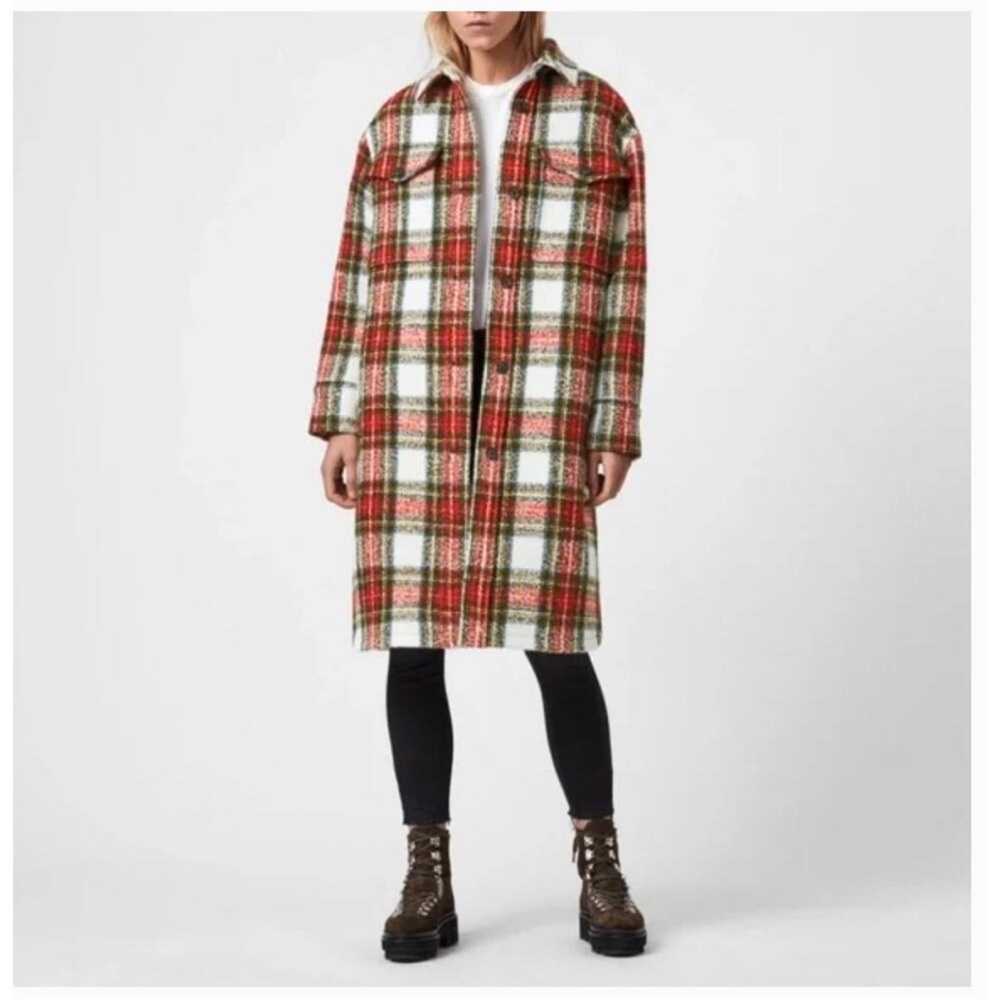 All Saints Nia Plaid Women's Coat size 10 tartan plaid - Picture 2 of 5